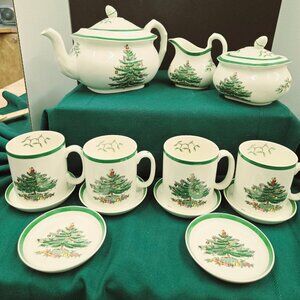 Spode Christmas Tree - TeaPot, Mugs, Coffee Coasters, Sugar & Creamer